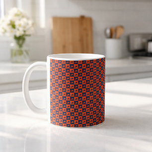 Caneca De Café Verificador de Xadrez Virgínia Laranja Azul