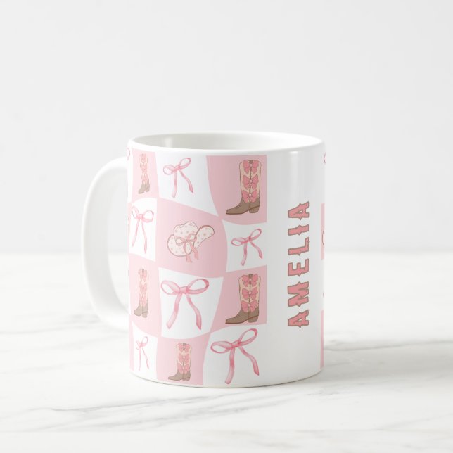 Caneca De Café Verificador Personalizado de Boot e Arco da Cowgir (Frente Esquerda)