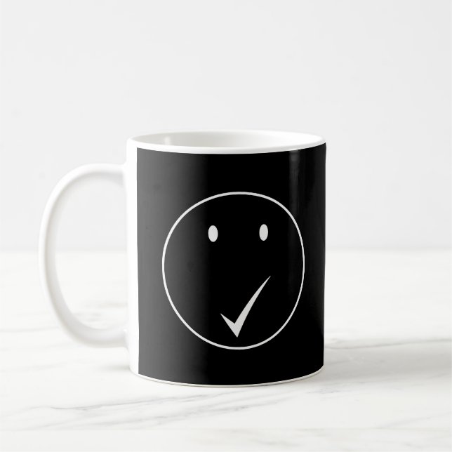 Caneca De Café Verificar face - Tick C01/White. (Esquerda)