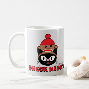 Caneca De Café VERIFIQUE-ME! Gatinho de desenho com chapéu de mac