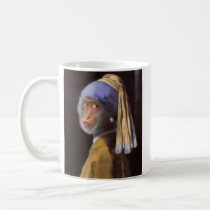 Caneca De Café Vermeer Brinco de Pérola Macaco Chimpanzé