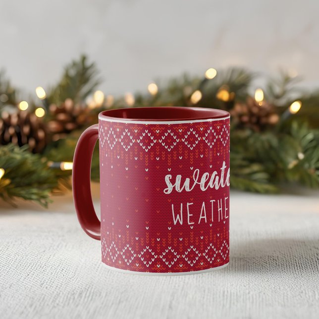 Caneca de Café Vermelha de Natal com Suéter de Dua (Criador carregado)