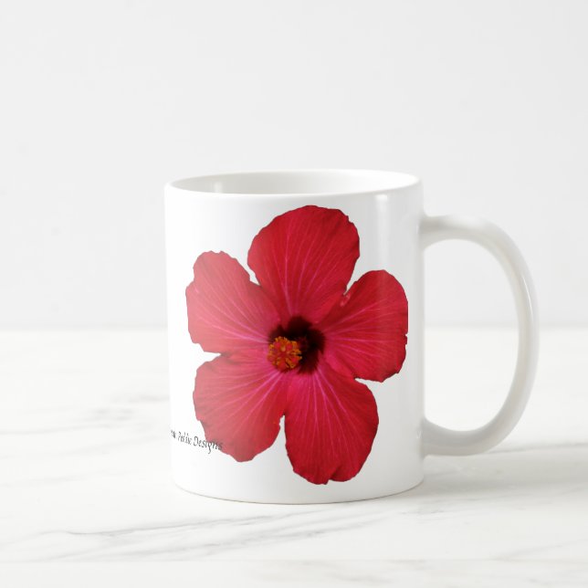 Caneca de café vermelha do hibiscus (Direita)