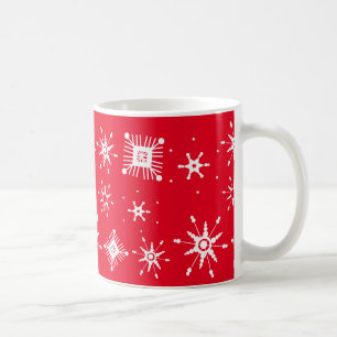 Caneca de Café Vermelha Geométrica Mistura Flocos