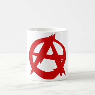 Caneca De Café Vermelho A do símbolo da anarquia e círculo sem