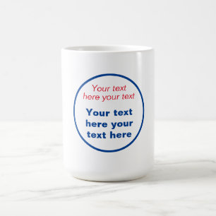 Caneca De Café Vermelho Azul Branco Seu Texto Aqui Substitua O Sl