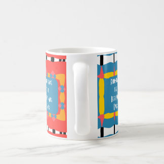Caneca De Café Vermelho, Azul e Amarelo em greve Geométrico