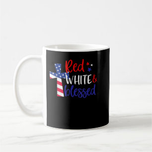 Caneca De Café Vermelho Branco abençoado americano Jesus Cruz Cri