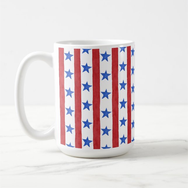 Caneca De Café Vermelho Branco & Azul Patriota (Esquerda)