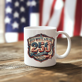 Caneca De Café Vermelho, Branco e Azul 4 de Julho