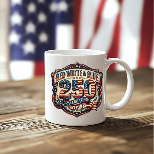 Caneca De Café Vermelho, Branco e Azul 4 de Julho