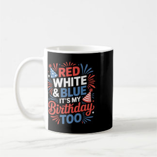 Caneca De Café Vermelho Branco E Azul Também É Meu Aniversário Ga