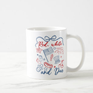 Caneca De Café Vermelho Branco E Devido 4 De Julho Gravidez Verão