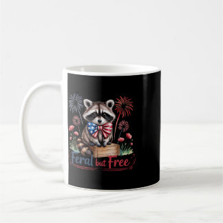 Caneca De Café Vermelho Branco E Feral Mas Guaxinim Patriótico 4º
