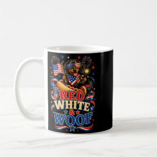 Caneca De Café Vermelho Branco E Latido Patriótico Dachshund Cão 