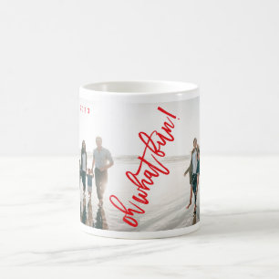 Caneca De Café Vermelho Branco Oh Que Foto Diversão De Natal