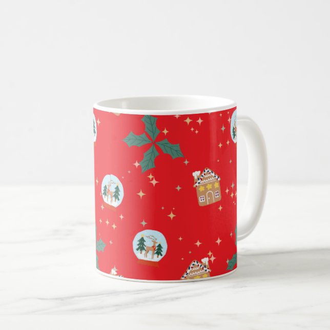 Caneca De Café Vermelho de Natal (Frente Esquerda)
