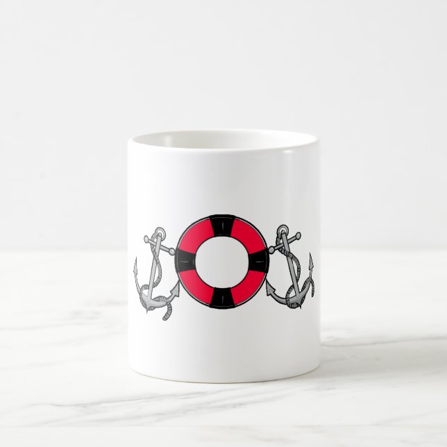 Caneca De Café Vermelho do anel de vida da âncora (Centro)