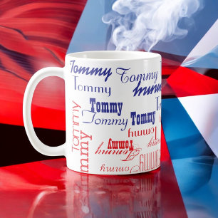Caneca De Café Vermelho e Azul, Crie seu próprio padrão de nome