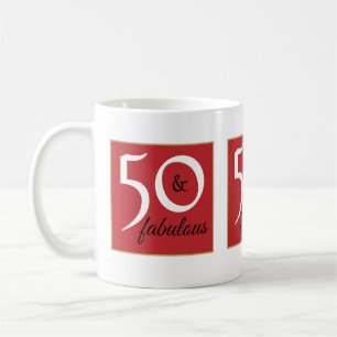 Caneca De Café Vermelho e branco 50 e Festa de aniversário fabulo