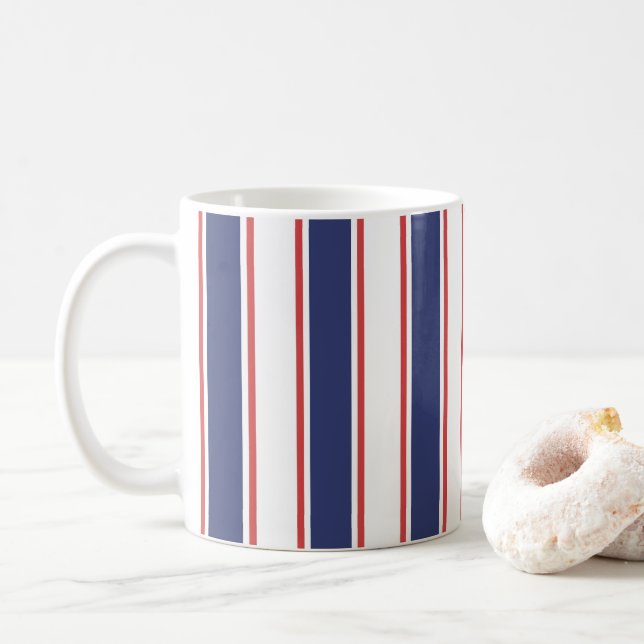 Caneca De Café Vermelho e Marinho Azul Náuticos (Com Donut)