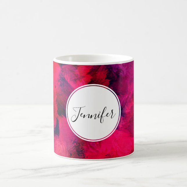 Caneca De Café Vermelho escuro e roxo, preto e Abstrato moderno (Centro)