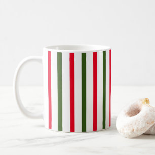 Caneca De Café Vermelho Festivo Natal Clássico, Bandeiras e Listr