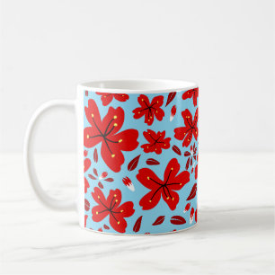 Caneca De Café Vermelho Floral