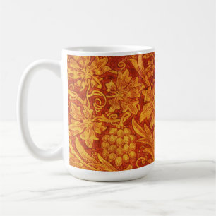Caneca De Café Vermelho Floral e Amarelo Dourado Projeto Wm Morri