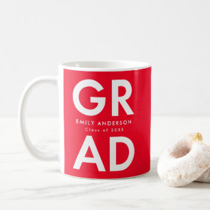 Caneca De Café Vermelho   Graduação por Formando a negrito
