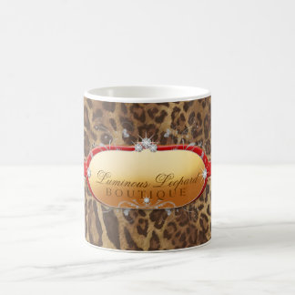 Caneca De Café Vermelho luminoso do leopardo 311