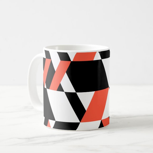 Caneca De Café Vermelho-negro, moderno, moderno, design geométric (Frente Esquerda)