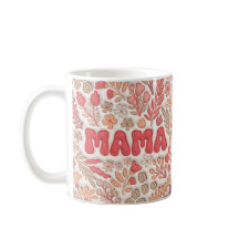 Vermelho Pastel e Padrão Floral de Pêssego Mamãe