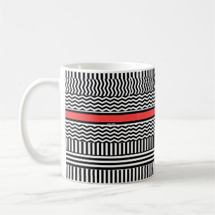 Caneca De Café Vermelho, Preto e Branco