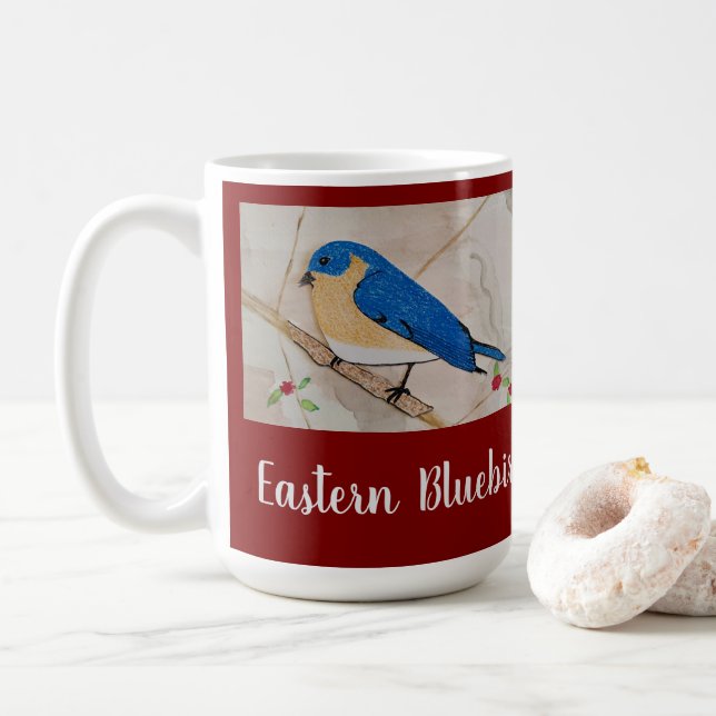 Caneca De Café Vermelho Profundo do Bluebird Oriental (Com Donut)