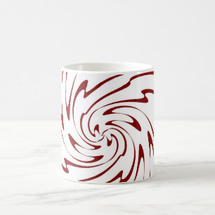 Caneca De Café Vermelho retro e o branco acenam a arte abstracta