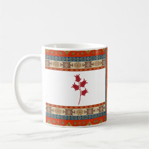 Caneca De Café Vermelho Turco Oriental E Mug Marrom com Tulipas