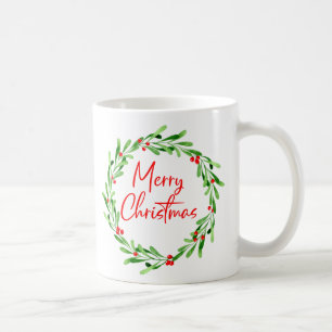 Caneca De Café Vermelhos Vermelhos Mínimos Mola de Natal Aquarela