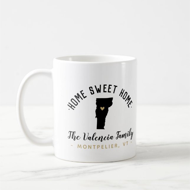 Caneca De Café Vermont Home Sweet Home Family Monograma Mug (Esquerda)