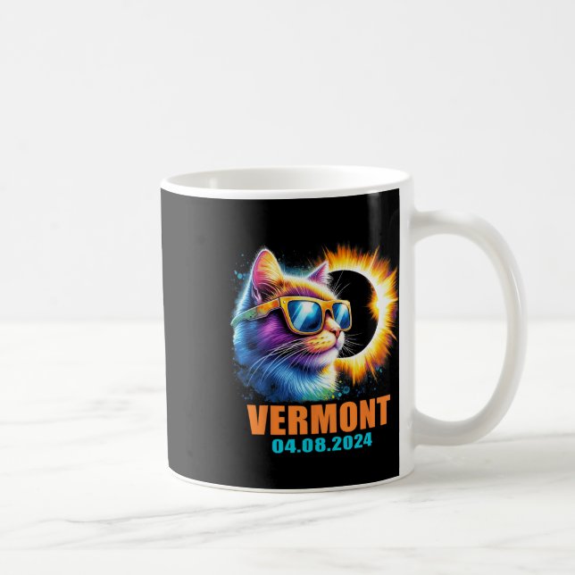 Caneca De Café Vermont Total Solar Eclipse 2024 Cat Solar Eclipse (Direita)