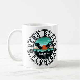 Caneca De Café Vero Beach Palm Tree Retro Sunset