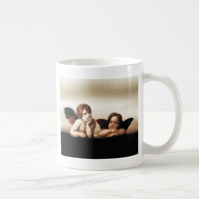 Caneca De Café Versão 2 do querubim de Raphael Sistine Madonnas (Direita)