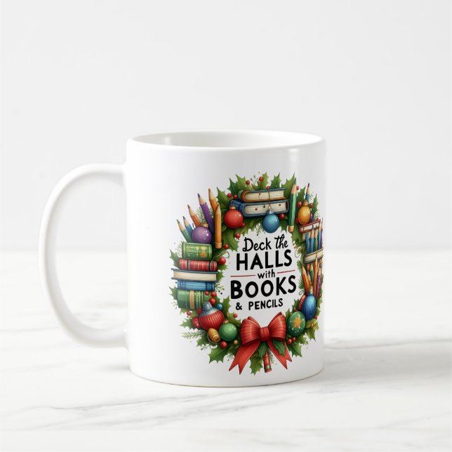 Caneca De Café Versão personalizada do professor do Deck the Hall (Esquerda)
