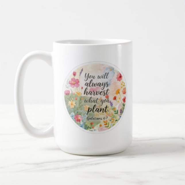 Caneca De Café Verse reap sow harvest plant gardening faith  (Esquerda)