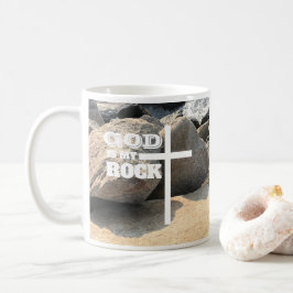 Caneca De Café Versículo Bíblico Deus é Minha Rocha Cruz Branca C