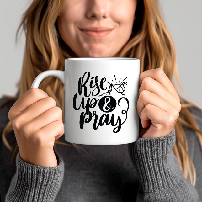 Caneca De Café Versículo Bíblico Levante-se e Reze (Rise Up And Pray Bible Verse Coffee Mug)
