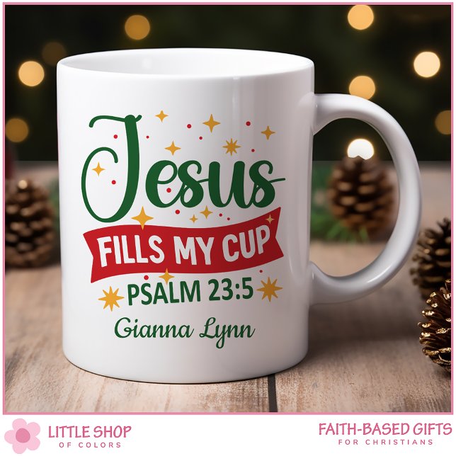 Caneca De Café Versículo Bíblico Personalizado de Natal (Criador carregado)