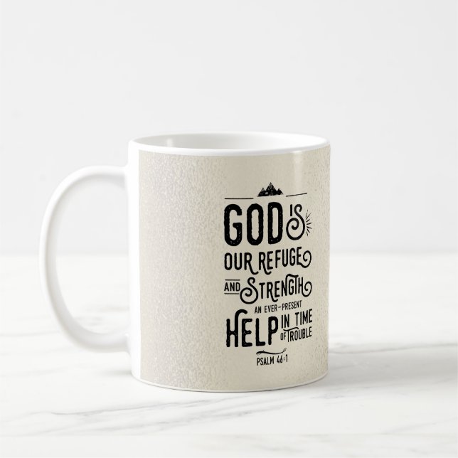 Caneca De Café Versículo da Bíblia Cristã Deus é nosso Refúgio (Esquerda)