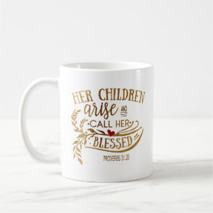 Caneca De Café Versículo da Bíblia Cristã Mães Seus Filhos Se Lev