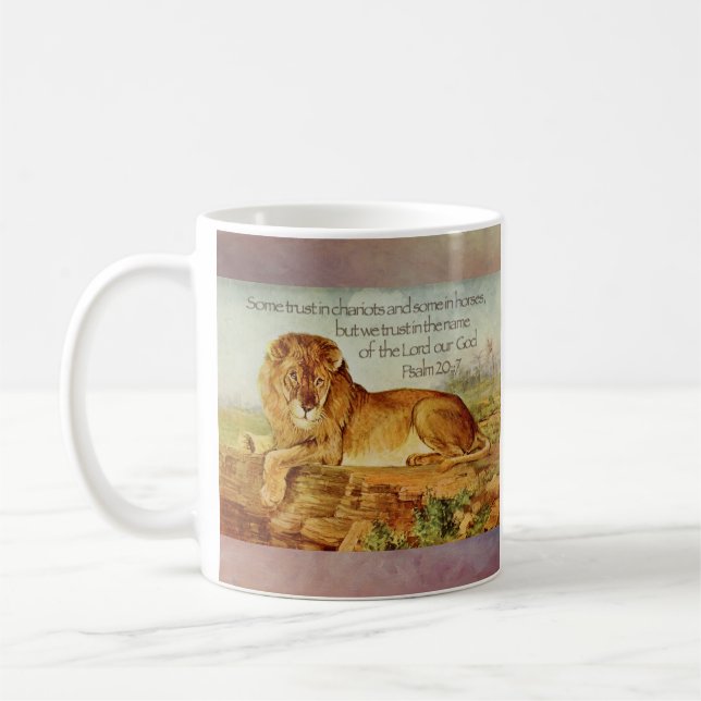 Caneca De Café Versículo da Bíblia do Leão Cristão (Esquerda)